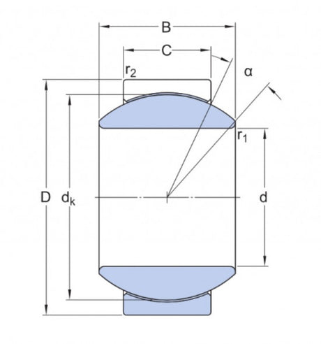 SKF GEH 17 C (GE 17 FW) onderhoudsvrij gewrichts- en scharnierlager, staal/PTFE