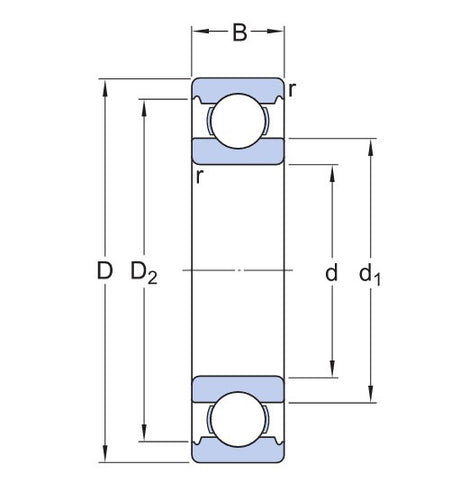SKF W 6206 roestvrijstalen kogellager