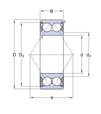 SKF 3205 A-2RS1TN9/MT33 kogelring met schuine contacthoek