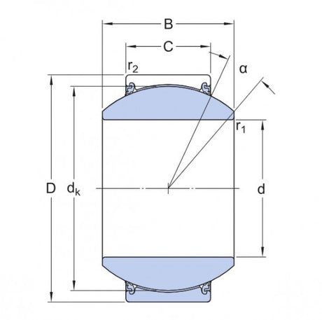 SKF GEH 100 TXE-2LS (GE 100-FW-2TS) onderhoudsvrij kogelgewrichtslager, staal/PTFE