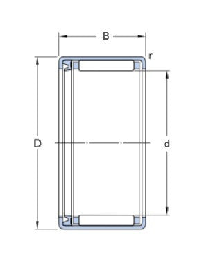 SKF HK 2218 RS naaldlager met ingelaste behuizing