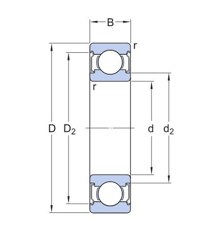 SKF W 629-2Z roestvrijstalen kogellager
