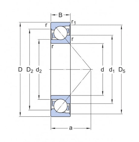 SKF 7202 BE-2RZP kogellager met schuine contact